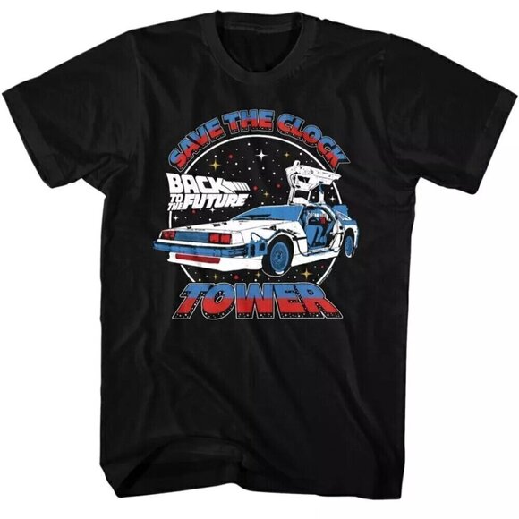Stars Sparkles DeLorean Car Retro Futuristic Unisex Fall Outfit Graphic Tee